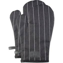 MasterChef Striped Heat Resistant Oven Gloves Pot Holders Black