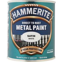 Hammerite SATW750 Direct Rust Satin Metal Paint White 0.75L