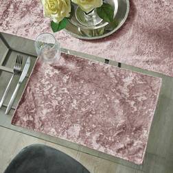 Catherine Lansfield Crushed Velvet Blush Place Mat Pink