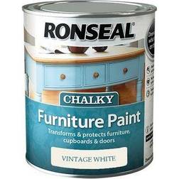 Ronseal Chalky Paint 750ML Vintage Wood Paint White 0.75L