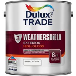 Dulux Trade Weathershield Exterior High Gloss Pure Wood Paint, Metal Paint White 2.5L