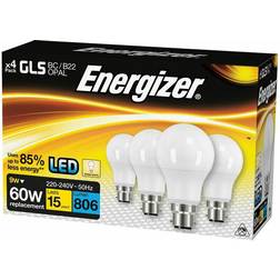 Energizer 8.2w LED GLS BC/B22 2700k 4 Pack S14056