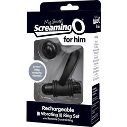 Screaming O My Secret Remote Control Vibrating Ring Set for him Rechargeable Black