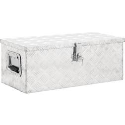 vidaXL Silver, 70 L W H Storage Box Silver 80x39x30 Aluminium Blanket Storage Box