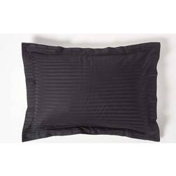 Homescapes Standard Egyptian Cotton Satin Stripe 330 Thread Count Pillow Case Black