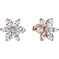 Pandora Sparkling Herbarium Cluster Stud Earrings - Rose Gold/Transparent