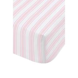 Bianca Check Stripe Fitted Bed Sheet White, Pink