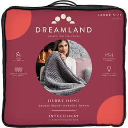 Dreamland Hurry Home Deluxe Velvet Warming Throw Blankets Grey (160x120cm)