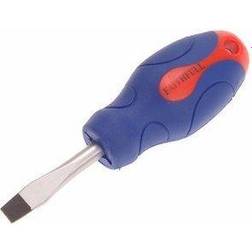 Faithfull Soft Grip Stubby Screwdriver Flared Slotted Tip Slotted Screwdriver