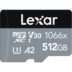 LEXAR SILVER Series Professional microSDXC Class 10 UHS-I U3 V30 A2 160/120MB/s 1066x 512GB +SD Adapter