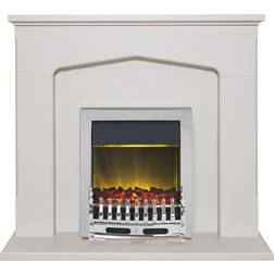 Adam Cotswold Fireplace Suite in Stone Effect with Blenheim Electric Fire in Chrome, 48 Inch