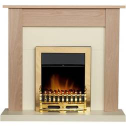 Adam Southwold Fireplace in Oak & Cream with Blenheim Electric Fire in Brass, 43 Inch