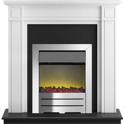 Adam Georgian Fireplace Suite in Pure White with Colorado Electric Fire in Chrome, 39 Inch