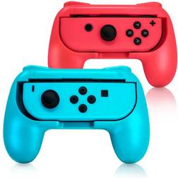 2 Red & Blue Controller Grip Handles for Nintendo Switch Joy-Con