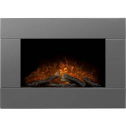Adam Carina Electric Wall Mounted Fire with Logs & Remote Control in Satin Grey, 32 Inch