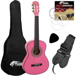Tiger 1/4 Size Classical Guitar Pack Pinkwith 6 Months FREE Lessons Included