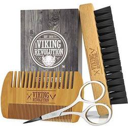 Viking Revolution Beard Comb & Beard Brush Set for Men Natural Boar Bristle Brush and Dual Action Pear Wood Comb w…