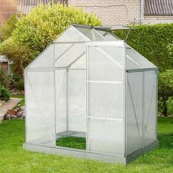 OutSunny 6 4 FT Walk-In Greenhouse Polycarbonate Panels Frame Sliding Adjustable Flower