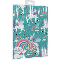 2 Sheets of Unicorn Birthday Gift Wrap Wrapping Paper and Gift Tags