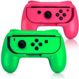Dobe 2 Pink and Green Controller Grip Handles for Nintendo Switch Joy-Con