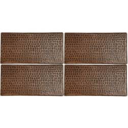 Premier Copper Products 4 in. x 8 in. Hammered Copper Decorative Wall Tile in Oil Rubbed Bronze (4-Pack)