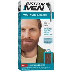 Just For Men Mustache & Beard, Beard Coloring Gray Hair with Brush Included, Light Red Brown, M-27