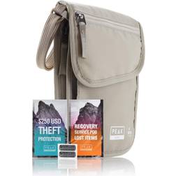RFID Neck Wallet The Original Travel Pouch with Adjustable Crossbody Strap + Theft Lost & Found Service BEIGE