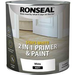 Ronseal Stays 2in1 Primer Wood Paint White 0.75L