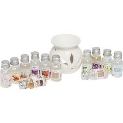 White Ceramic Oil Burner Diffuserâ With 12 Asst 10Ml Fragrance Oils Gift Set