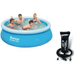 Bestway 8ft Fast Set Paddling Pool With 12" Air Hammer Inflation Pump