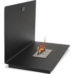 Modern Wall-Mounted Ethanol Fireplace Glossy Black Steel Glossy Black