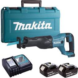 Makita DJR186Z 18V Reciprocating Sabre Saw with 2 x 5.0Ah Batteries & Charger in Case:18V