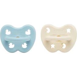 Hevea Pacifier Round 2-pack Baby Blue & Milky White 0-3 mo 0-3 mo