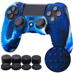 Studded Silicone Cover Skin Case for Sony PS4/slim/Pro Dualshock 4 Controller blue With Pro thumb