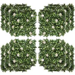 OutSunny 12PCS Artificial Boxwood Panel Rhododendron Greenery Backdrop Artificial Plant