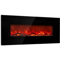 Klarstein Lausanne Long Electric Fireplace 1600W 2 Heat Settings 128 cm Black Black
