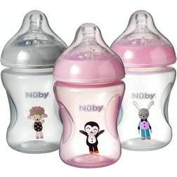 Nuby Decorated Combat Colic Bottles 3 pk Pink