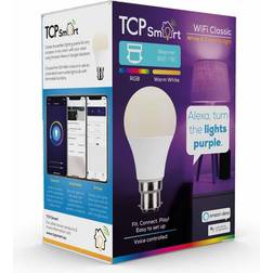 TCP 1 pack Bayonet B22/BC LED 806lm RGB-W A-Shape Smart WiFi Light Bulb wilko