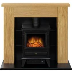 Adam Chester Stove Suite in Oak with Hudson Electric Stove in Black, 39 Inch