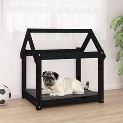 vidaXL Dog Bed Black 71x55x70 Solid Wood Pine - Black