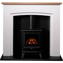 Adam Siena Stove Suite in Pure White with Hudson Electric Stove in Black, 52 Inch