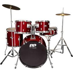 PP DRUMS PP220WR 5 Piece Fusion Drum Kit Wine Red, Red
