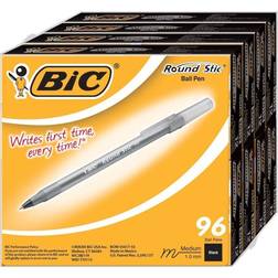 Bic Round Stic Ball Pen, Medium Point, 1.0 mm, 96 Count, Black
