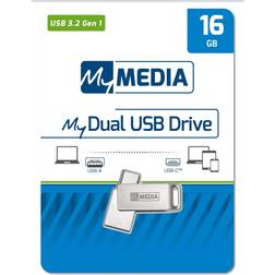 Verbatim MyDual, 16 GB, USB Type-A USB Type-C, 3.2 Gen 1 (3.1 Gen 1) Svirvel, 9 g, Sølv