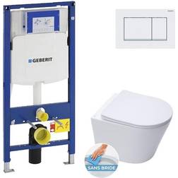 Geberit Toilet set UP320 support frame Infinitiorimless toilet Softclose seat White flush plate (GebInfinitio-K)