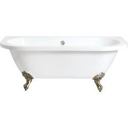 Milano Richmond White Traditional Bathroom Double Ended Roll Top Bath with Gold Ball Claw