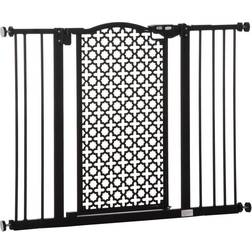 Pawhut 74-105 cm Pet Safety Gate Pressure Fit Stair with Double Locking, Black