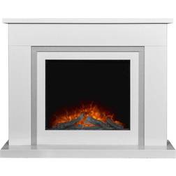 Adam Mayfair White & Grey Marble Fireplace with Ontario Electric Fire, 43 Inch