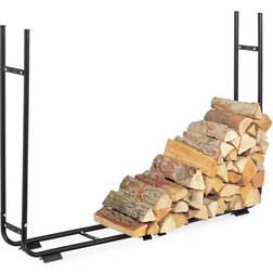 Relaxdays adjustable firewood rack, steel log cradle, c-shaped wood storage, indoors & outdoors, log holder, black