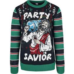 Urban Classics Savior Christmas Sweater - Black/X-Mas Green